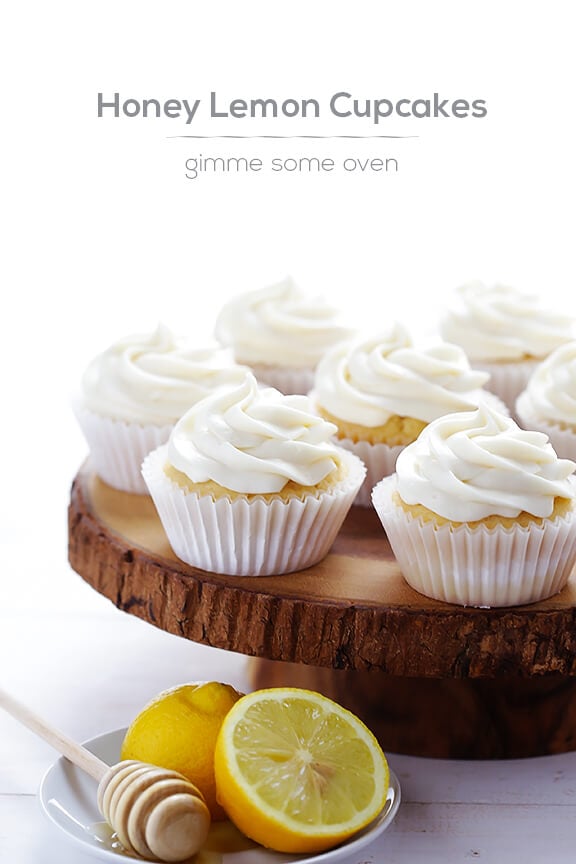 Honey Lemon Cupcakes (with Honey Cream Cheese Frosting) | gimmesomeoven.com