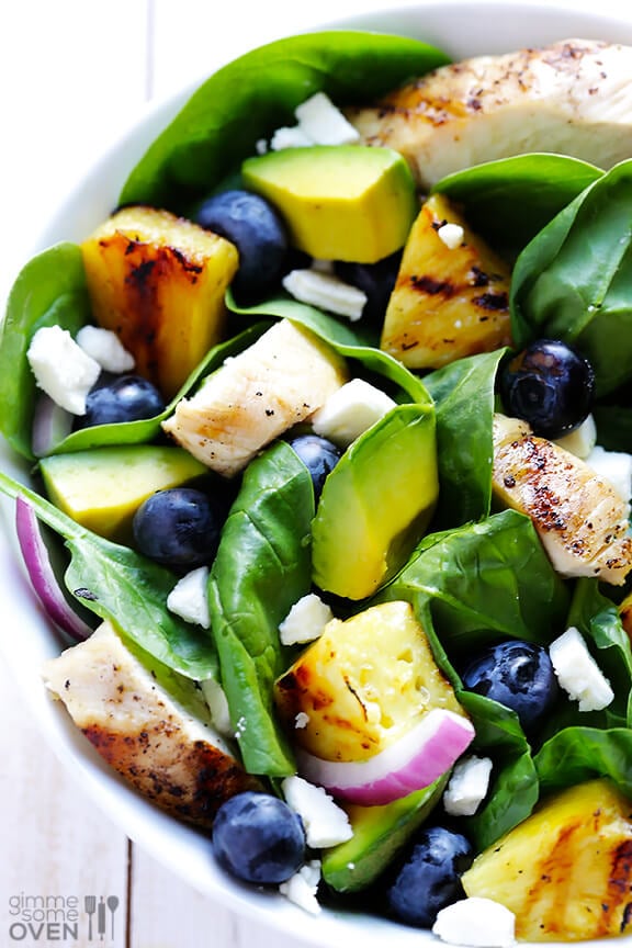 Grilled Pineapple, Chicken & Avocado Salad | gimmesomeoven.com