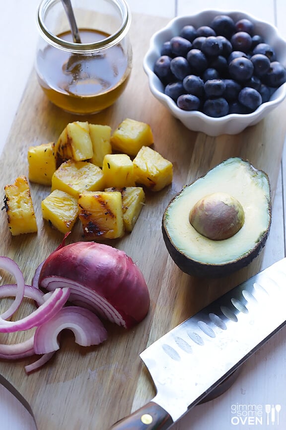 Grilled Pineapple, Chicken & Avocado Salad | gimmesomeoven.com