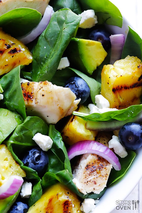 Grilled Pineapple, Chicken & Avocado Salad | gimmesomeoven.com