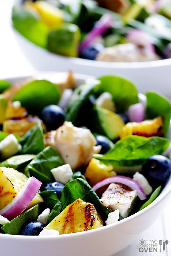 Grilled Pineapple, Chicken & Avocado Salad | gimmesomeoven.com