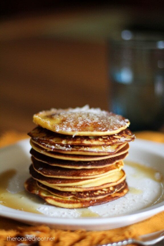 Gluten Free Pina Colada Pancakes | theroastedroot.com