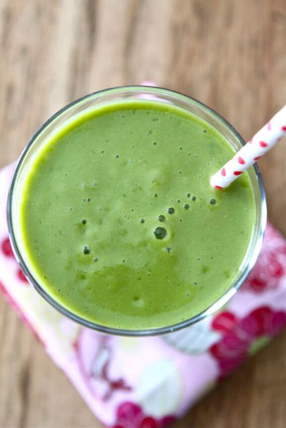 PIneapple Mango Green Smoothie | twopeasandtheirpod.com