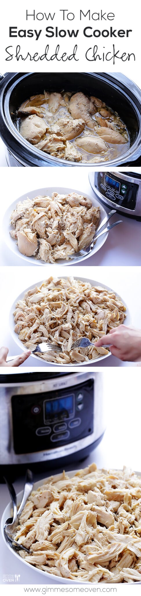 Easy Slow Cooker Shredded Chicken | gimmesomeoven.com