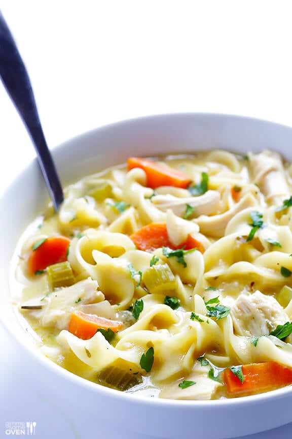Skinny Creamy Chicken Noodle Soup | gimmesomeoven.com