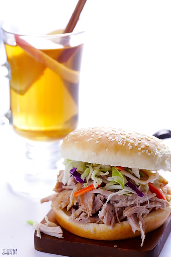 Slow Cooker Apple Cider Pulled Pork | gimmesomeoven.com