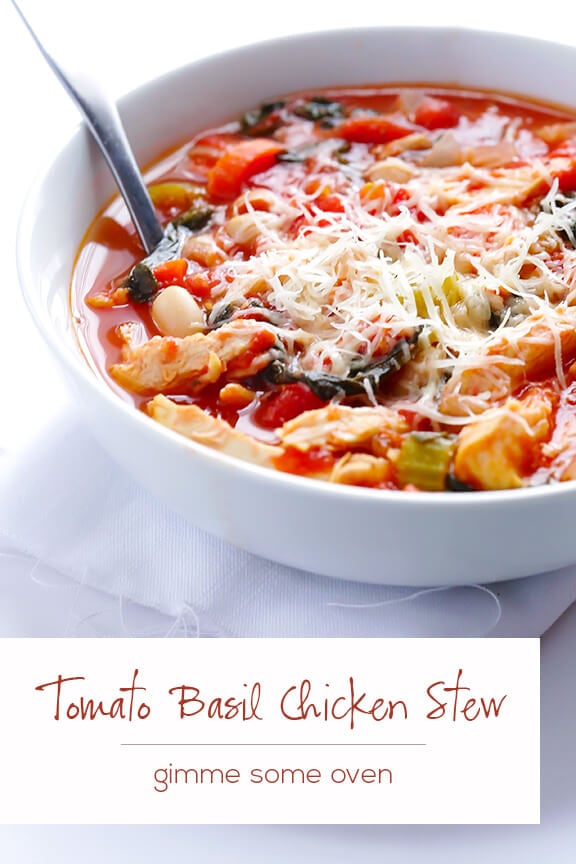 Tomato Basil Chicken Stew | gimmesomeoven.com