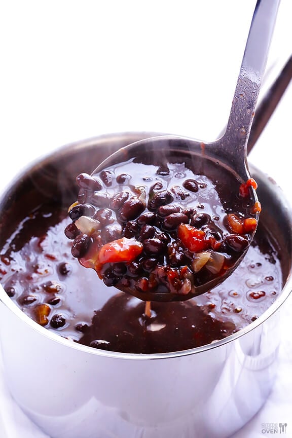 5 Ingredient Black Bean Soup Recipe -- full of amazing flavor, and ready to go in just 20 minutes! gimmesomeoven.com