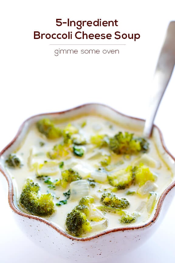 5-Ingredient Broccoli Cheese Soup Recipe | gimmesomeoven.com