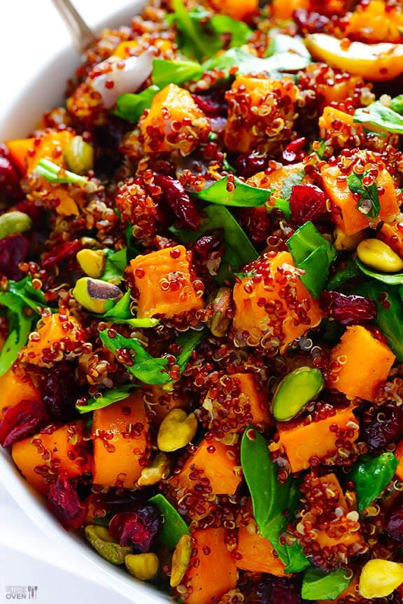 Quinoa 'Stuffing' (Quinoa con Butternut Squash, Cranberries Pistachios) | gimmesomeoven.com #glutenfree #vegan