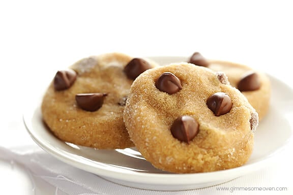 4-Ingredient Peanut Butter Chocolate Chip Cookies | gimmesomeoven.com