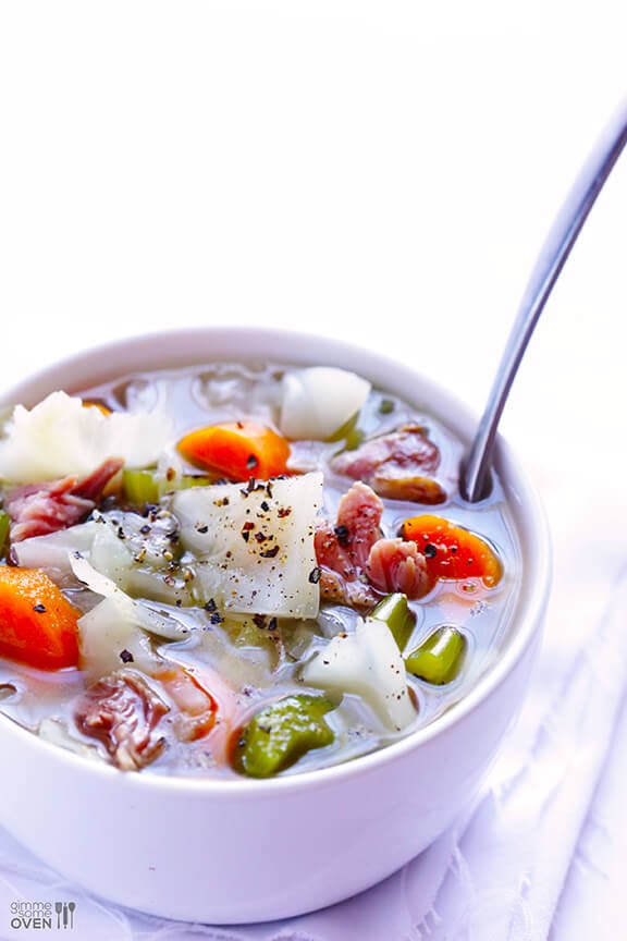 Cabbage & Ham Soup | gimmesomeoven.com #glutenfree