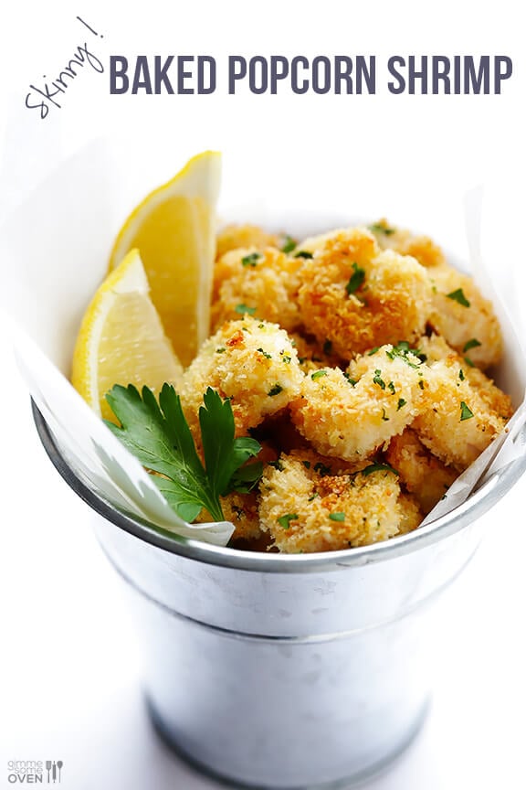 Skinny Popcorn Shrimp Recipe | gimmesomeoven.com #appetizer