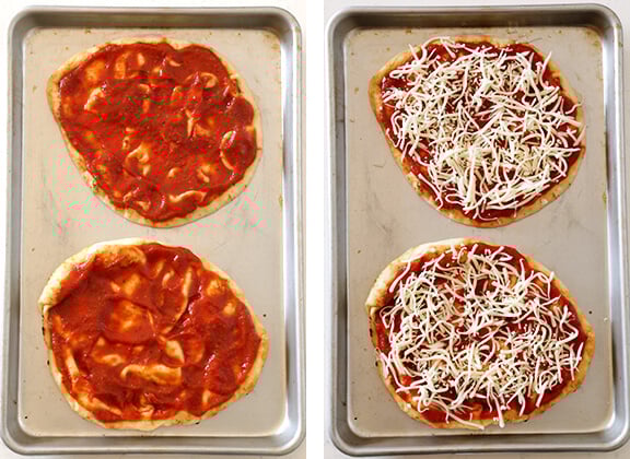 Rainbow Veggie Flatbread Pizza - quick, healthier, and SO tasty! | gimmesomeoven.com