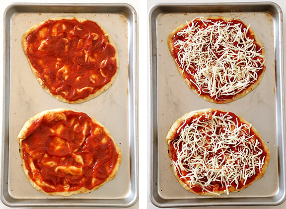 Rainbow Veggie Flatbread Pizza - quick, healthier, and SO tasty! | gimmesomeoven.com