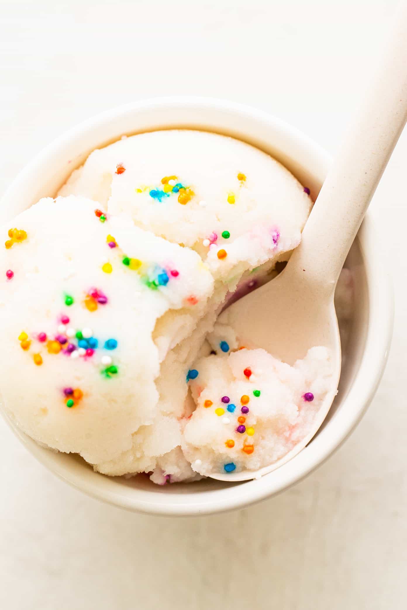 Snow Ice Cream in Bowl with Sprinkles