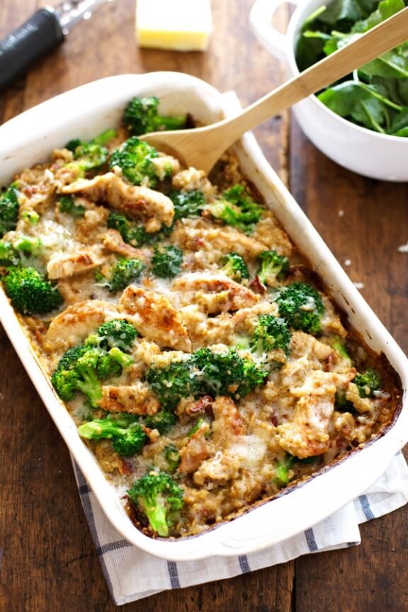 Creamy Chicken Quinoa and Broccoli Casserole | pinchofyum.com