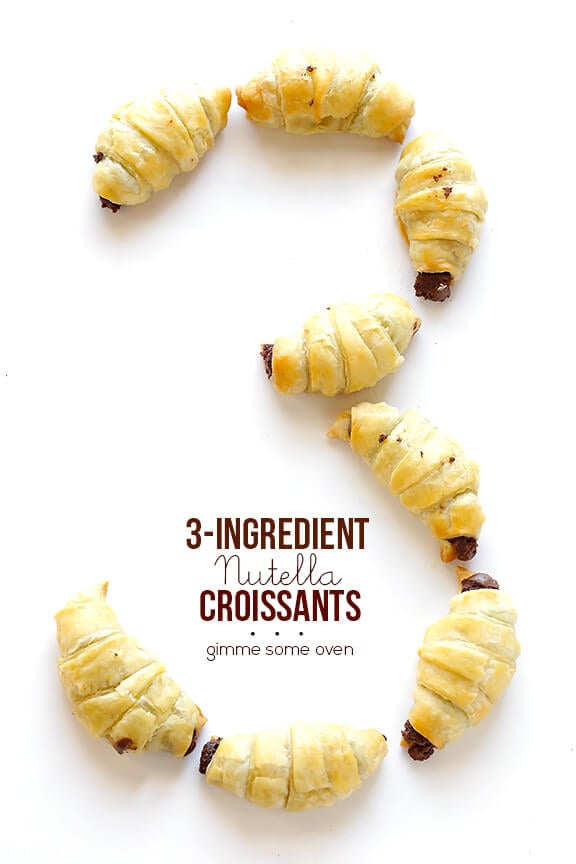 3 Ingredient Nutella Croissants | gimmesomeoven.com #dessert #chocolate