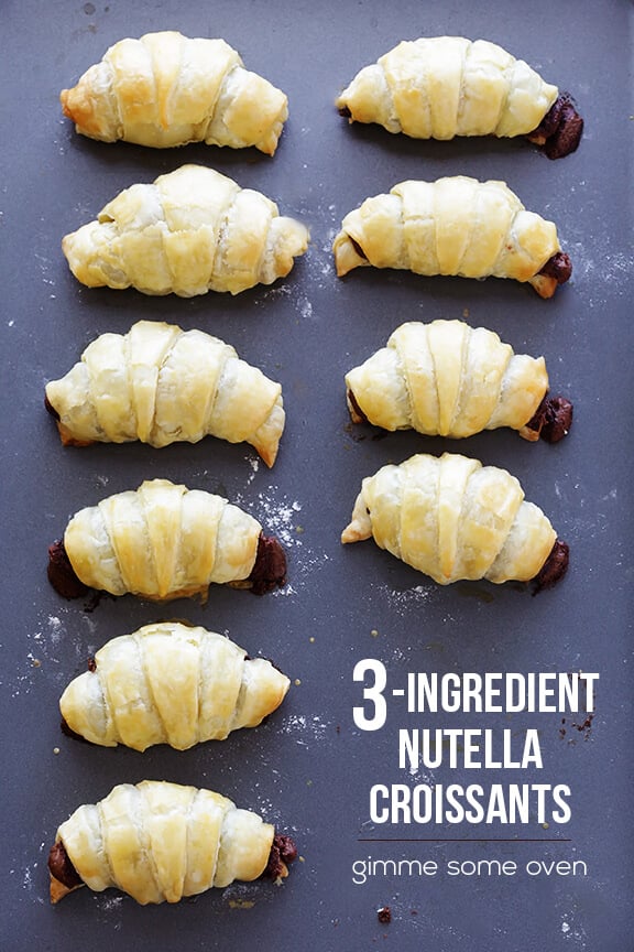 3 Ingredient Nutella Croissants | gimmesomeoven.com #dessert #chocolate