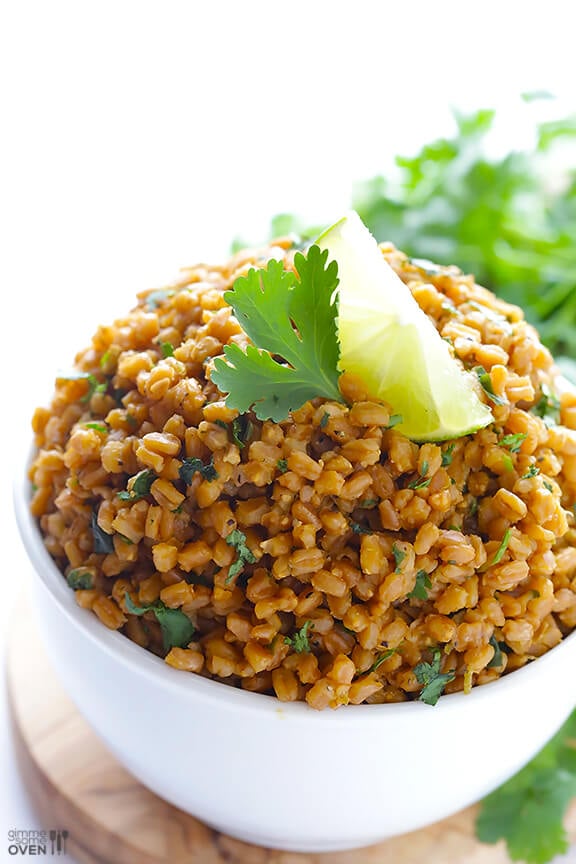 Cilantro Lime Farro | gimmesomeoven.com #vegan