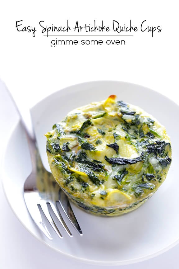 Easy Spinach Artichoke Quiche Cups | gimmesomeoven.com