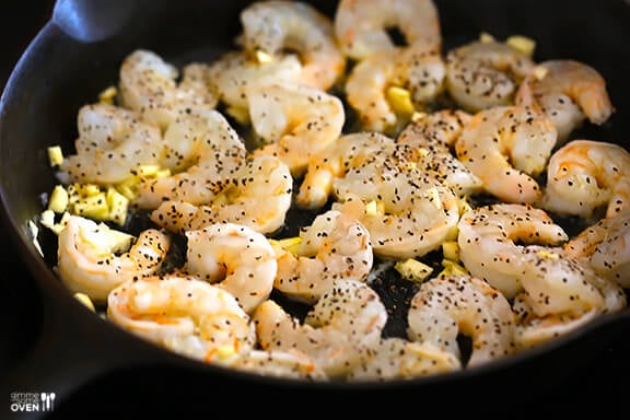 Bourbon Old Fashioned Shrimp -- an easy shrimp saute inspired by the ingredients in an Old Fashioned cocktail | gimmesomeoven.com #seafood