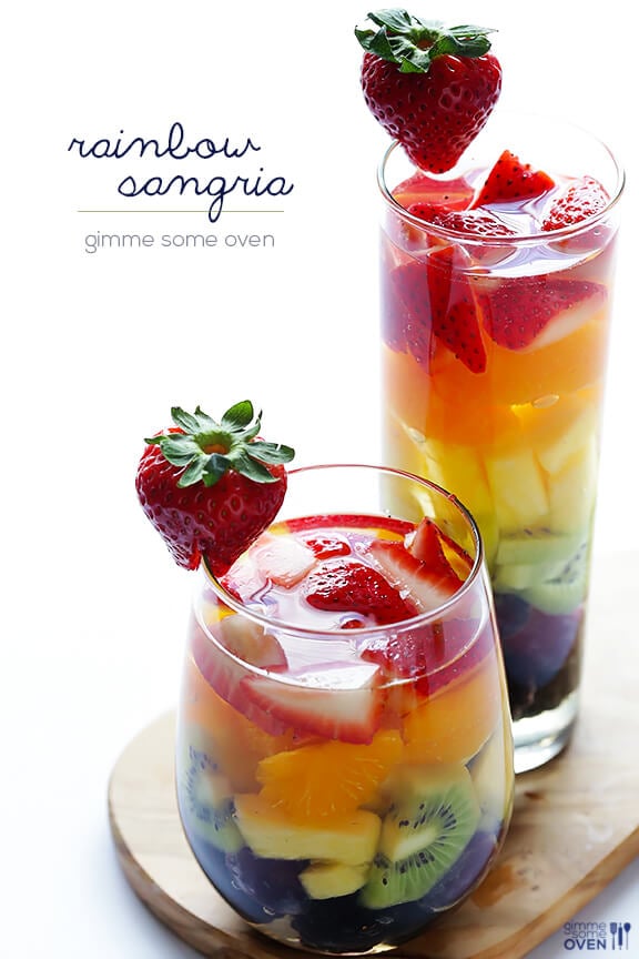 Easy Rainbow Sangria | gimmesomeoven.com #drink #vegan #glutenfree