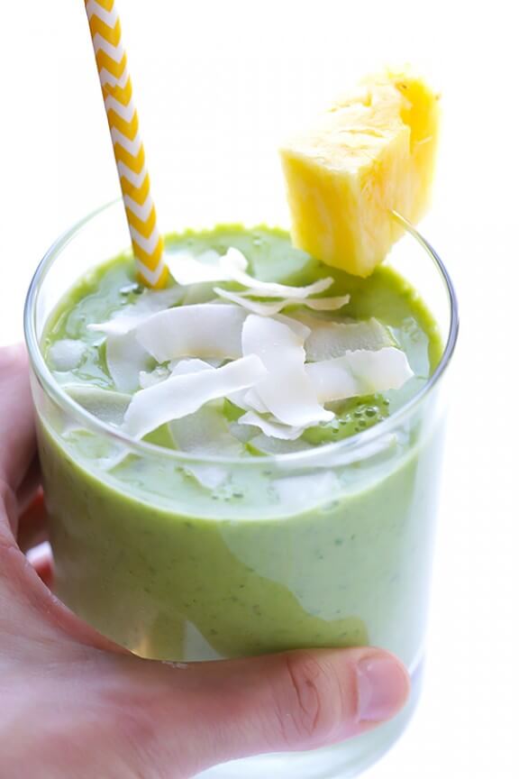 Green Pina Colada Smoothie | gimmesomeoven.com #healthy #vegan #glutenfree #recipe