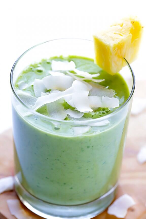 Green Pina Colada Smoothie | gimmesomeoven.com #healthy #vegan #glutenfree #recipe