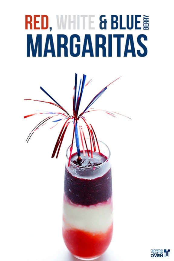 Red White and Blue(berry) Margaritas -- easy to make, and perfect for Memorial Day or the 4th of July! | gimmesomeoven.com #drink #recipe