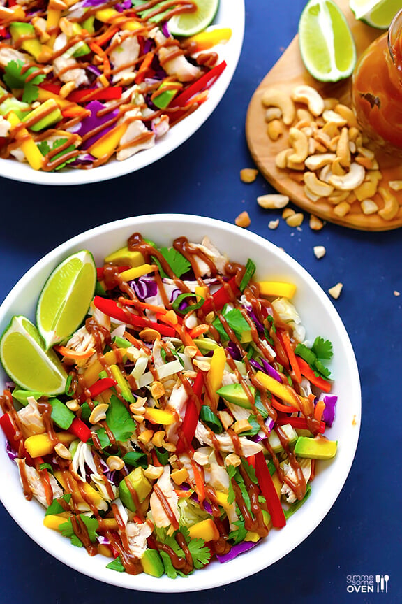Rainbow Thai Chicken Salad | gimmesomeoven.com #glutenfree
