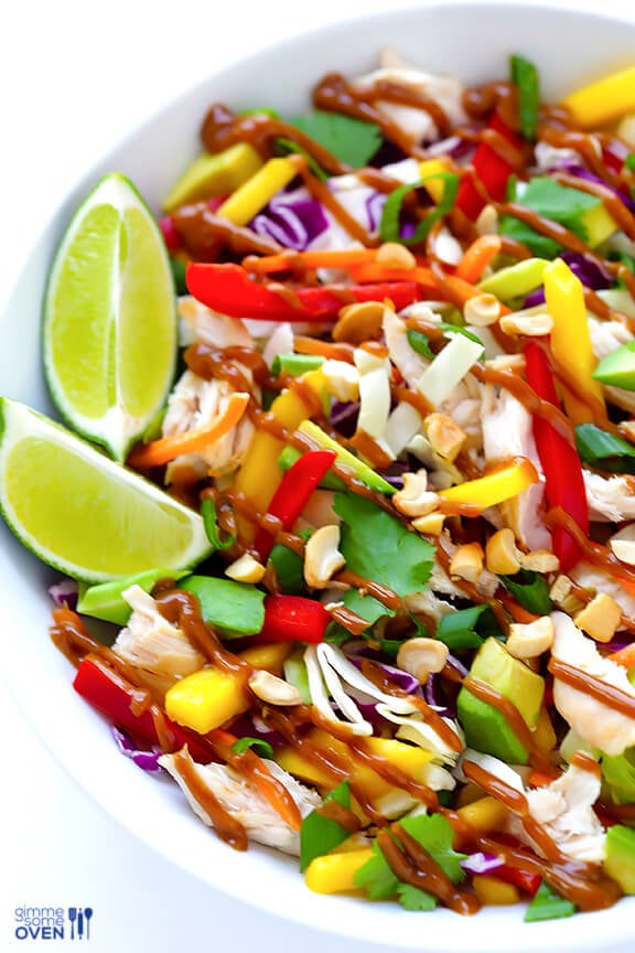 Rainbow Thai Chicken Salad | gimmesomeoven.com #glutenfree