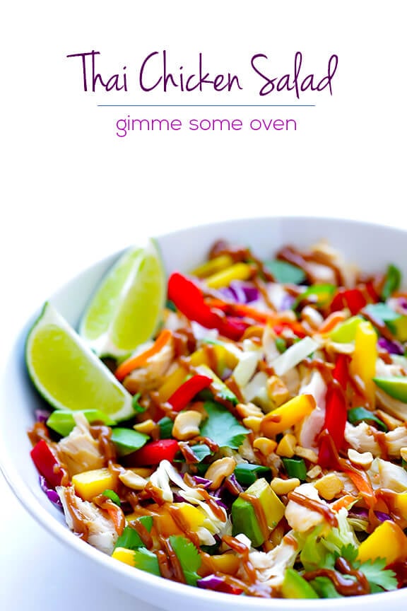 Rainbow Thai Chicken Salad | gimmesomeoven.com #glutenfree