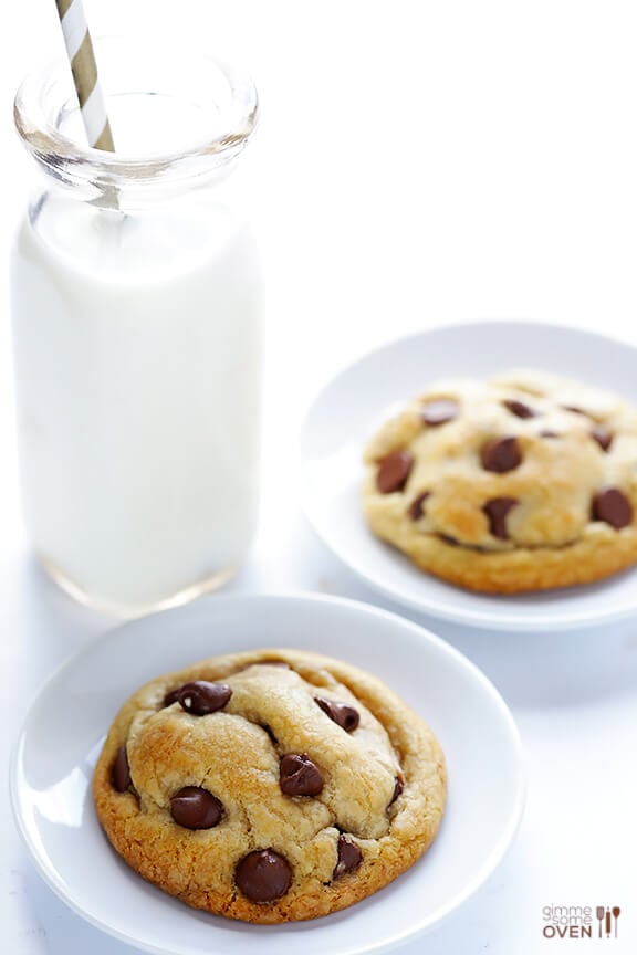 Coconut Oil Chocolate Chip Cookies -- soft, chewy, easy to make, and SO delicious | gimmesomeoven.com #dessert #cookies