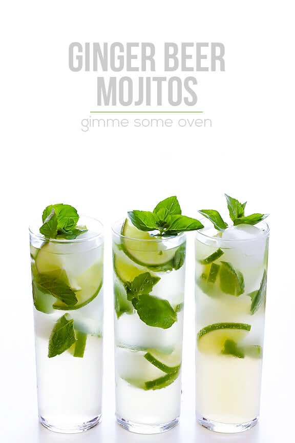 Ginger Beer Mojito -- All you need are 4 ingredients and 1 minute to make this fresh and tasty drink! | gimmesomeoven.com #cocktail #mocktail #recipe