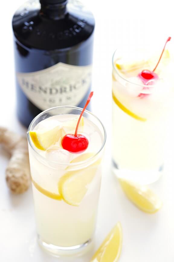 Ginger Tom Collins -- this spiked lemonade is made with a hint of ginger, and is so simple and refreshing! gimmesomeoven.com