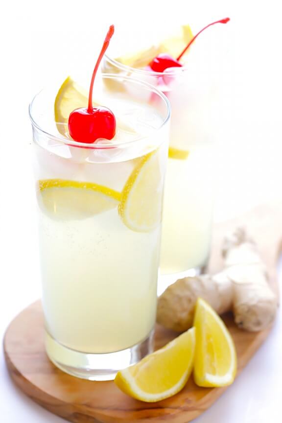 Ginger Tom Collins -- this spiked lemonade is made with a hint of ginger, and is so simple and refreshing! gimmesomeoven.com