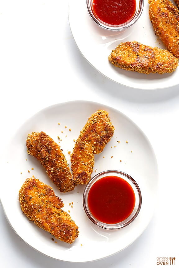 Hemp Crusted Chicken Tenders -- this easy and delicious recipe is packed with protein and is also naturally #glutenfree! | gimmesomeoven.com #gf #recipe