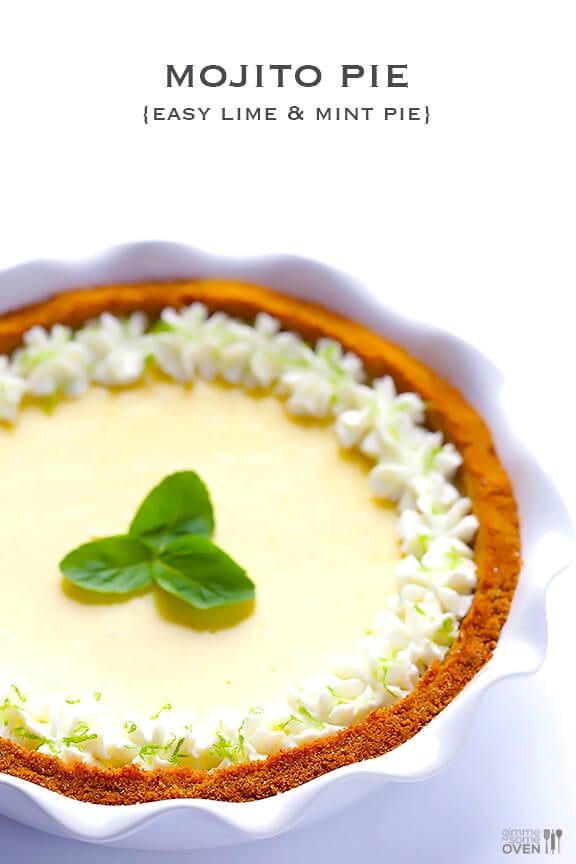 Mojito Pie -- a delicious twist on key lime pie inspired by a classic mojito drink! gimmesomeoven.com #mojito #pie #dessert