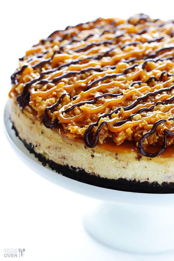 Samoa Cheesecake (a.k.a. Caramel DeLites Cheesecake) | gimmesomeoven.com #dessert