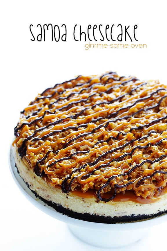 Samoa Cheesecake (a.k.a. Caramel DeLites Cheesecake) | gimmesomeoven.com #dessert