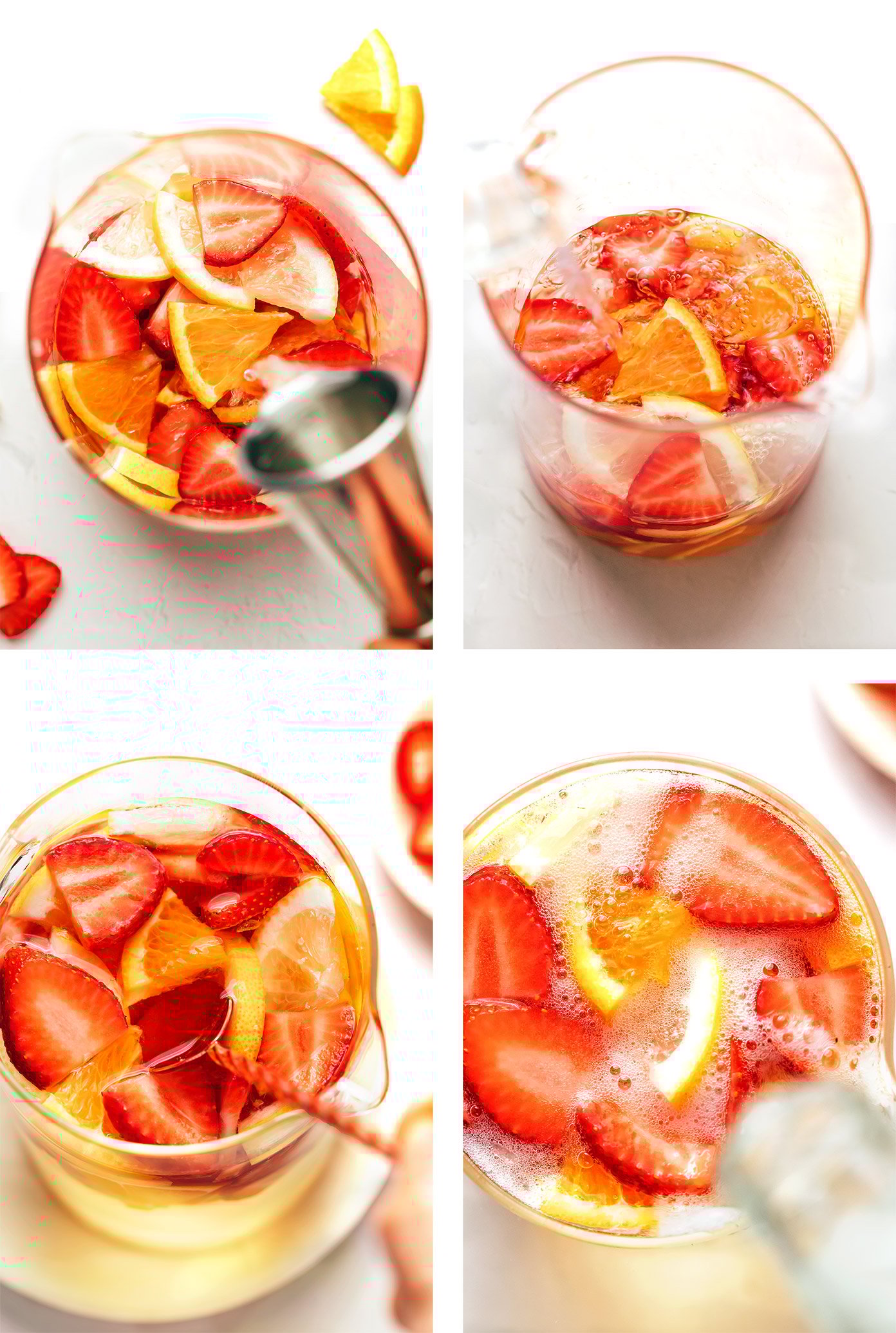 step by step photos showing how to make strawberry sangria