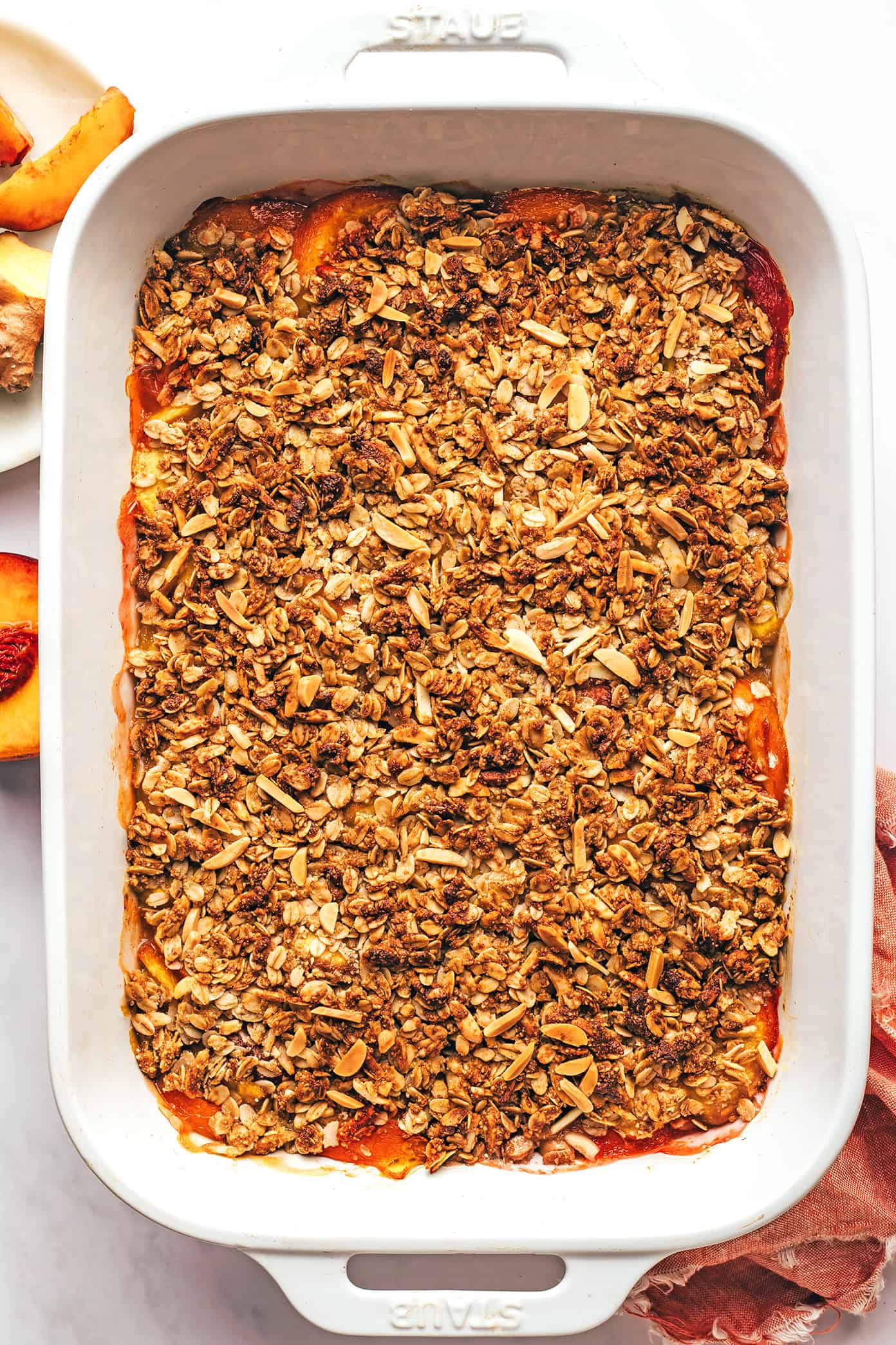 Baked Peach Crisp in Pan