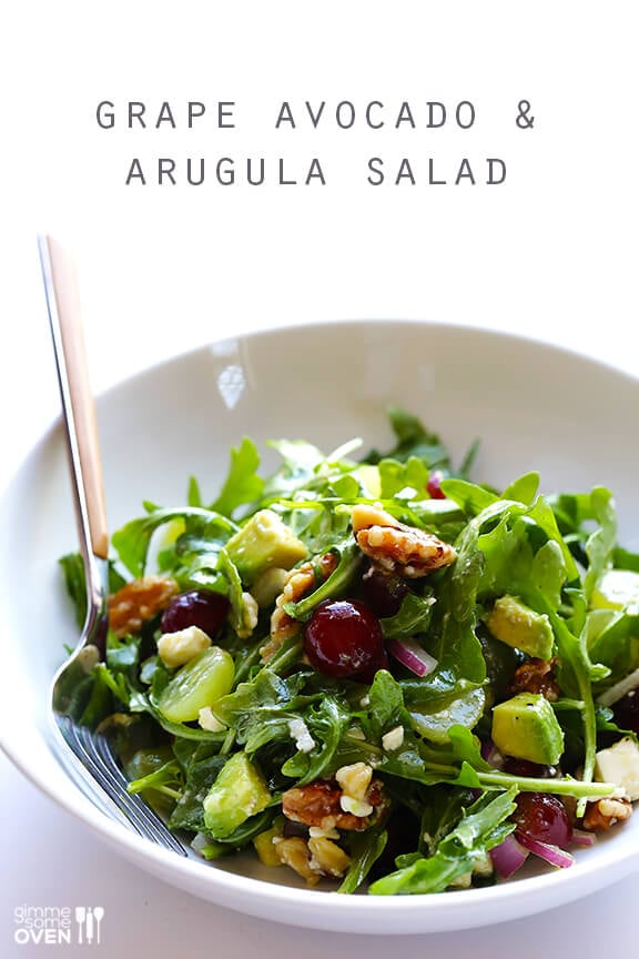 Grape, Avocado & Arugula Salad | gimmesomeoven.com #glutenfree