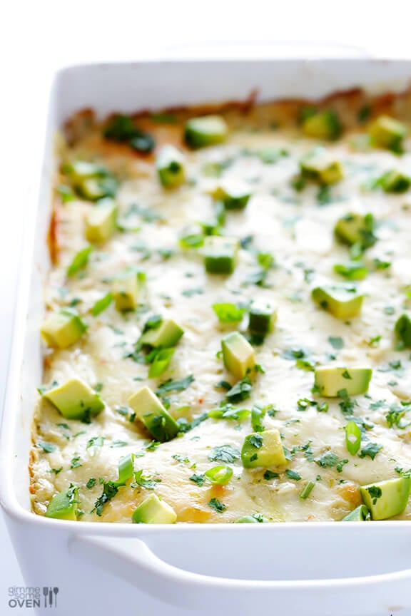 White Chicken Enchilada Casserole | gimmesomeoven.com #mexican