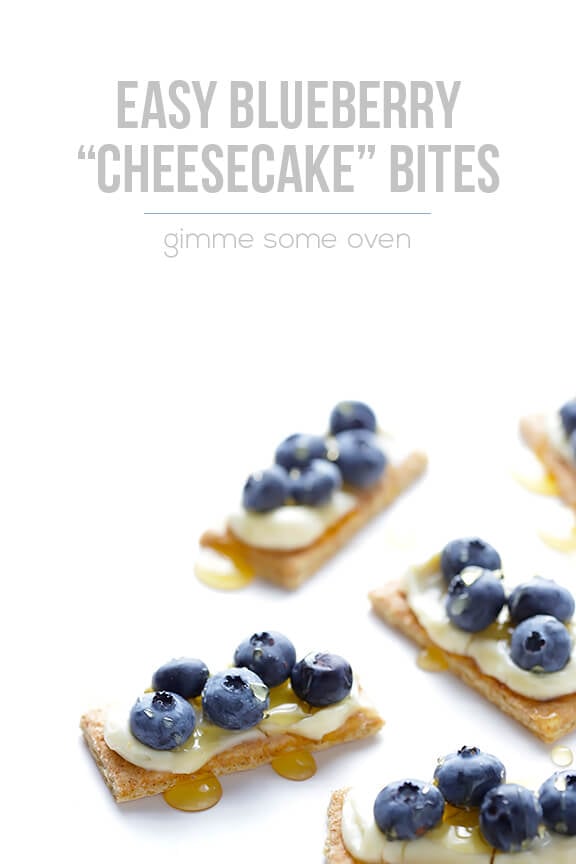 Easy Blueberry "Cheesecake" Bites -- all you need are 4 ingredients to make this quick and easy dessert/snack | gimmesomeoven.com 