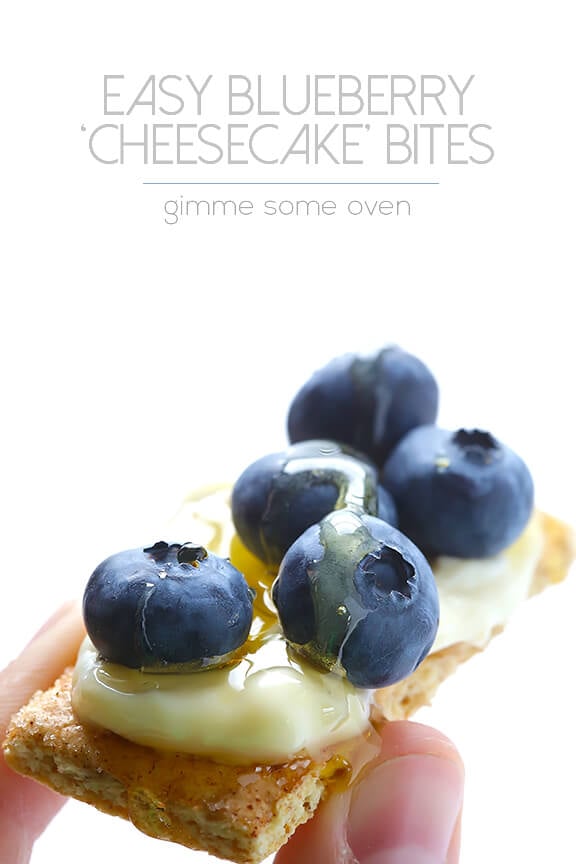 Easy Blueberry "Cheesecake" Bites -- all you need are 4 ingredients to make this quick and easy dessert/snack | gimmesomeoven.com 