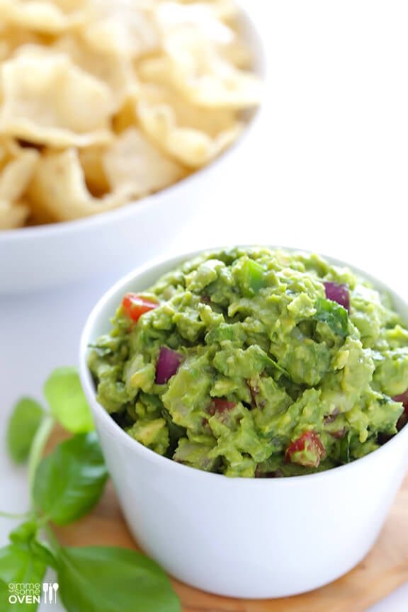 Italian Guacamole -- fresh basil is the rockstar of this delicious twist on classic guacamole | gimmesomeoven.com #appetizer #dip #glutenfree #vegan