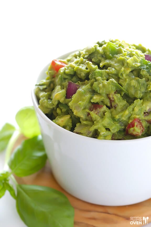 Italian Guacamole -- fresh basil is the rockstar of this delicious twist on classic guacamole | gimmesomeoven.com #appetizer #dip #glutenfree #vegan