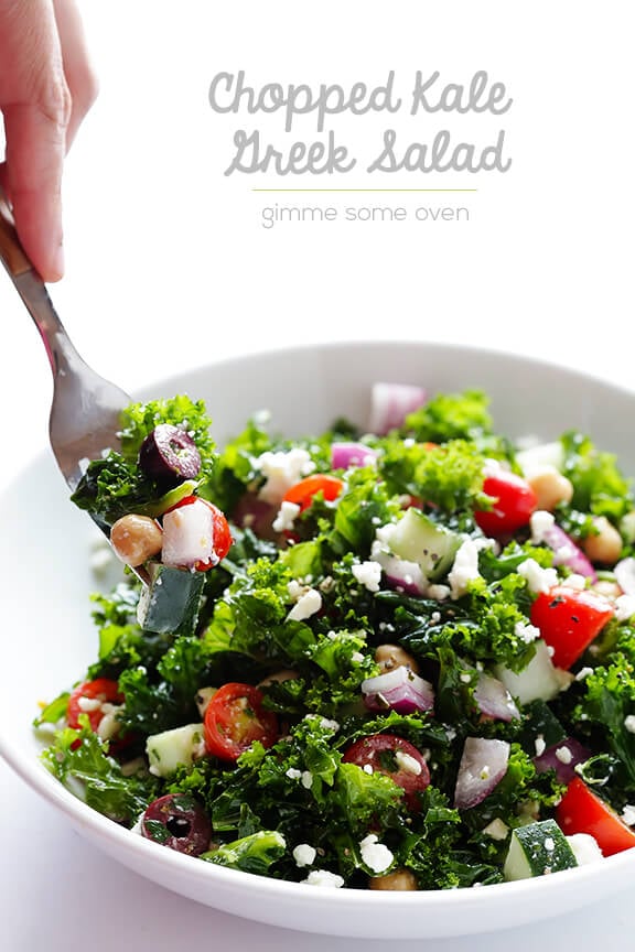 Chopped Kale Greek Salad | gimmesomeoven.com